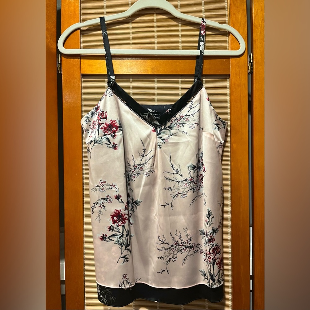 White House Black Market pale pink & black floral camisole, size XS